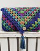 szale damskie Ciepła kolorowa  chusta Granny z chwostami ręcznie robiona 4