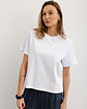 t-shirt damskie Biały bawełniany t-shirt pod szyje 2
