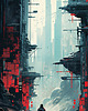plakaty Futurystyczna Japonia, Cyberpunk - Plakat - Loft, Minimalizm 1