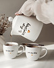 kubki Zestaw 2 białych kubków porcelanowych 300 ml - motyw złotego serca z napisem 2