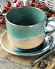 filiżanki Duża filiżanka ceramiczna ze spodkiem i łyżeczką 2