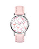 zegarki damskie Zegarek  mały - Flamingi - skórzany, pudrowy róż 1