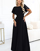 sukienki maxi damskie 694-1 MIRELLA Elegancka rozkloszowana sukienka maxi z cekinami - czarna 4