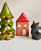 figurki i rzeźby Ceramiczny zestaw figurek, domek, choinka, kot 6