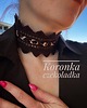 chokery Czekoladowy brązowy koronkowy choker szydełkowy z pazurem 3