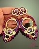 kolczyki soutache Beż fiolet i róż - bardzo długie kolczyki sutasz 5
