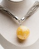 wisiory Naszyjnik bursztynowy len duża KULA żółta 3