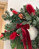 wianki bożonarodzeniowe Duży Świąteczny wianek czerwień ruskus 3