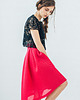 t-shirt damskie Czarny koronkowy top 1