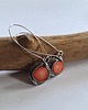 kolczyki wire wrapping Kolczyki miedziane z koralem 1