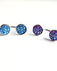 kolczyki z żywicy Kolekcja Starlight - kolczyki druzy niebieskie i fiolet - stal 6