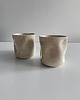 kubki Ręcznie robiony kubek ceramiczny z talerzykiem, Beżowe szkliwo w kropki 1