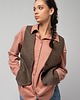 kamizelki damskie Wełniana elegancka kamizelka oversize, CHOCOLATE BROWN 2