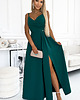 sukienki maxi damskie 299-11 CHIARA elegancka maxi długa suknia na ramiączkach - ZIELONA 4