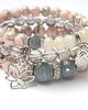bransoletki z kamieni naturalnych Light rose and grey -set 4