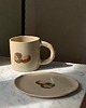 kubki i filiżanki Zestaw Duży Ceramiczny Kubek Handmade 420 ml i Talerzyk w Kasztany 1
