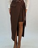 spódnice maxi Brązowa Asymetryczna spódnica z wiązaniem 3