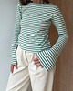 bluzki z długim rękawem damskie Longsleeve Sense green stripes bawełna 3