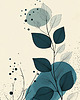 plakaty Plakat - Lineart leaves 2