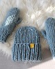 rękawiczki damskie WOOLY wełniane rękawiczki na drutach  niebieskie 1