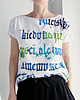 t-shirt damskie Kaligrafia niebieska fullprint Biały Oversize 1