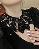 chokery Koronkowy kołnierzyk naszyjnik czarny z perełkami liście 5