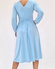 sukienki midi damskie Elegancka kotajlowa  sukienka  midi  błękitna draperia r 36-56 4