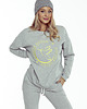 bluza bez kaptura damska Bluza dresowa bawełniana szara z haftem kolibra 2