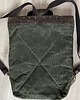 plecaki Plecak ze skóry i bawełny rolowany zielono-brązowy.Vintage. 1