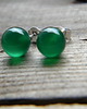 kolczyki wire wrapping Zielony onyks - agat - gładka kulka 1