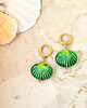 kolczyki pozłacane Kolczyki srebrne GREEN SEASHELL- unikat 1