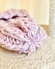 czapki damskie Gruba wełniana czapka konfetti pudrowy róż handmade 1
