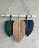 makramy Makrama Liście Zieleń Beż Granat Ozdoba Ścienna Boho 40 cm 1