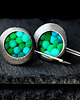 kolczyki wire wrapping Szmaragdowo zielone kolczyki z turkusowym akcentem 3