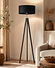 lampy podłogowe Drewniana lampa stojąca trójnóg z rattanowym kloszem HAITI BOHO 1