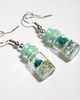 kolczyki szklane Kolczyki fiolki - żywica, turkusowe 1