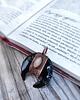 wisiory Wisior miedziany lunula obsydian moonstone III 1