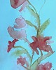obrazy Akwarela Kwiaty oryginalny obraz niebieski papier 10,5x22 cm 1