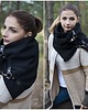 szale damskie Szal wełniany ze skórą, Unisex - Rockowy Czarny 1