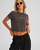 t-shirt damskie Krótka koszulka damska CROPPED sprany grafit 7