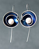kolczyki wire wrapping Niebieskie kolczyki srebrne z perłą 3