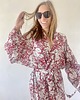 szlafroki damskie Szlafrok narzutka kimono w kontrastujący wzór kwiatowy 2