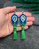 kolczyki soutache Kolczyki sutasz z chwostami chabrowo zielone kolorowe Jolly 1