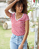 t-shirt damskie T-shirt Perfect Lines Paski Czerwone - Rozmiar: 3