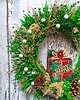 wianki Świąteczny wieniec w zieleni, wianek z prezentem, #S1, 45 cm 1