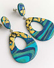 kolczyki z masy plastycznej Duże Kolczyki Turkusowo Złote 2