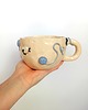 kubki Ceramiczny ręcznie robiony kubek z napisem i motkami 2