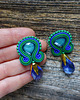 kolczyki soutache Zieleń i granat- kolczyki soutache z kryształkami 3