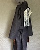 płaszcze damskie Kimono długie jeans z paskiem oko patchwork frędzle. 7