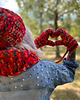 rękawiczki damskie Rękawiczki MERINO 50% handmade ze sznureczkiem ,,Czerwienie" 5